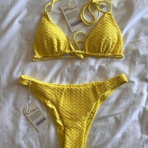 Monday Swimwear Citrus Crochet Set - Small Top, Medium Bottom